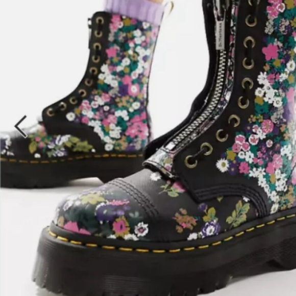 DR. MARTENS SINCLAIR LIMITED EDITION FLORAL ROSES PLATFORM BOOTS SIZE 8 NEW - Picture 5 of 15